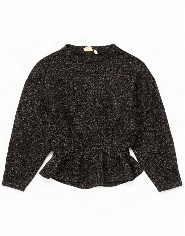 Vintage Pulover cu gât de barcă pentru femei UK 14 Medium Black Flecked
