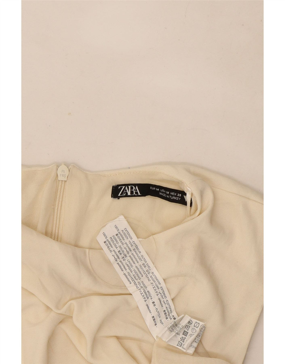 Zara Kvinders Ærmeløs Skede Kjole UK 12 Medium Off White Polyester