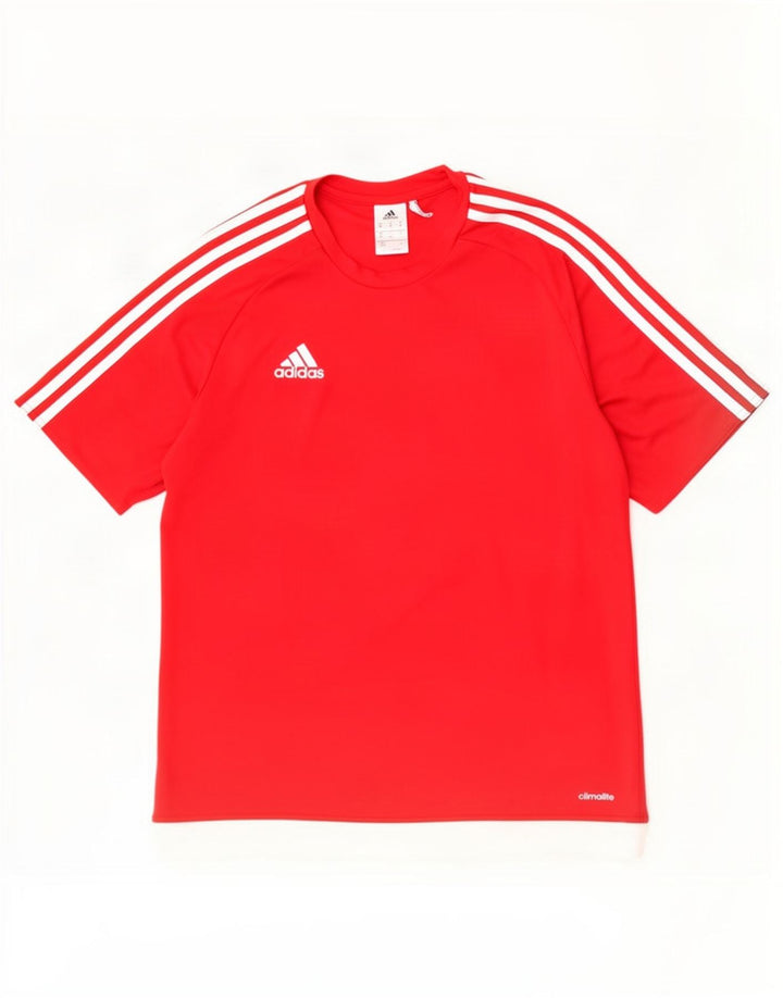 T-shirt Adidas Climalite da uomo Top in poliestere color block rosso medio