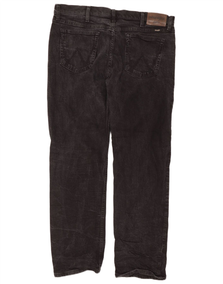Wrangler Mens Regular Fit Straight Jeans W38 L30 Black Cotton