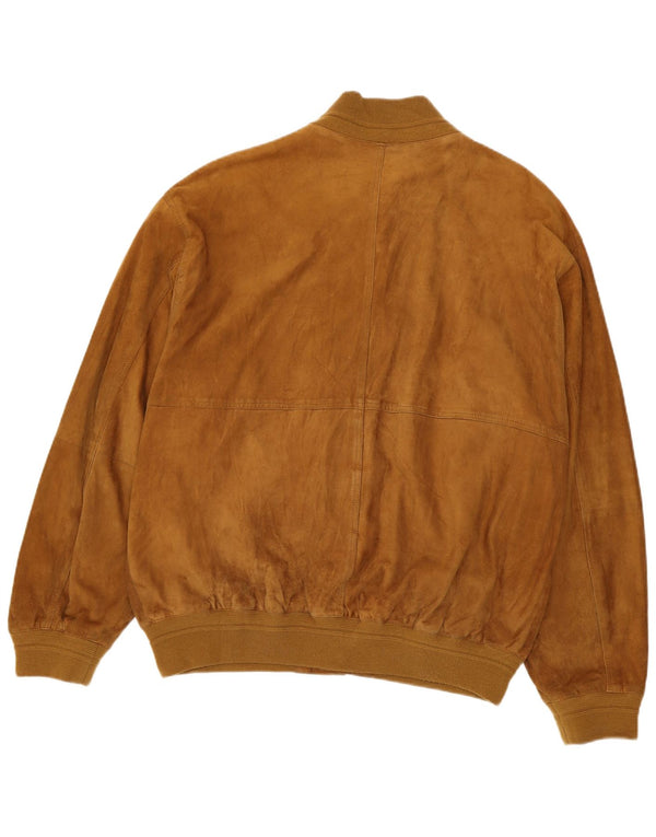 Zamszowa kurtka bomber męska Luca D'altieri IT 56 3XL brązowa skóra