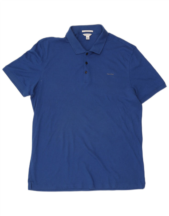CALVIN KLEIN Mens Polo Shirt Large Blue Cotton