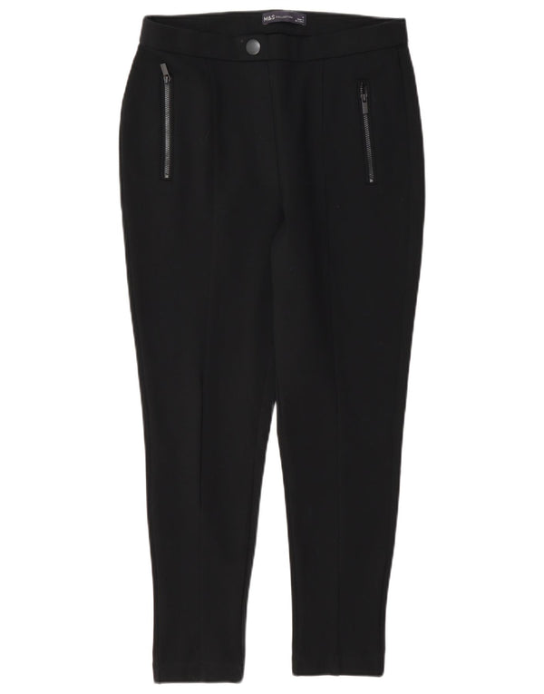 Marks & Spencer Womens Slim Casual Trousers UK 10 Small W27 L24 Black