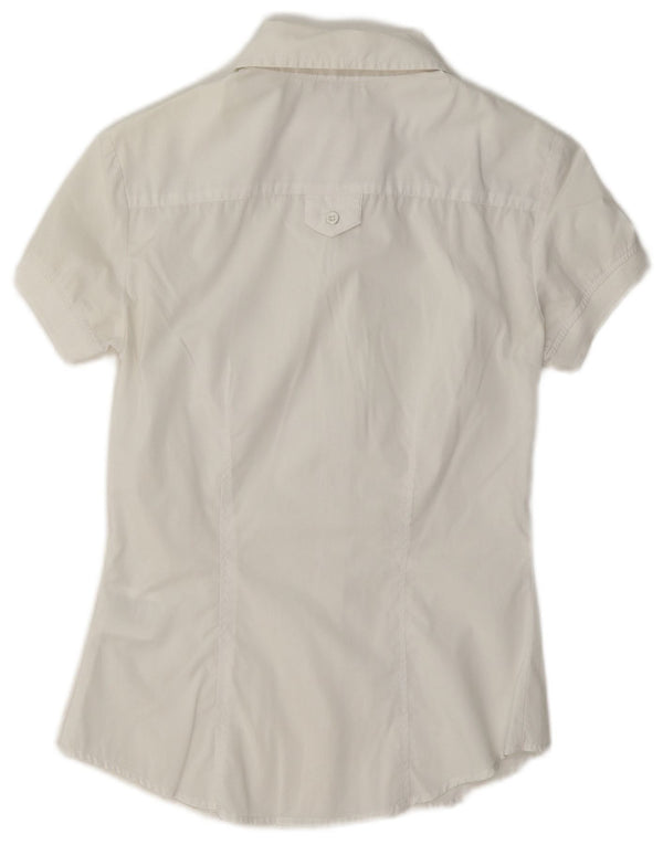 Liu Jo Womens Short Sleeve Shirt IT 40 Small White Cotton