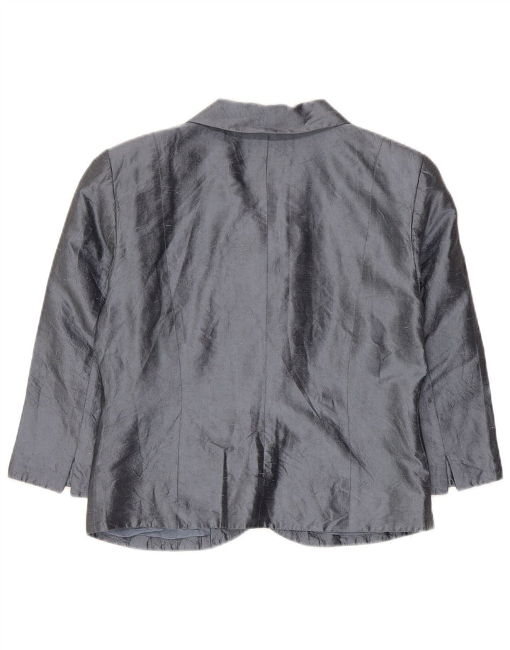 Blunauta Dame Crop 6 Button Blazer Jacket IT 42 Medium Grey Silke