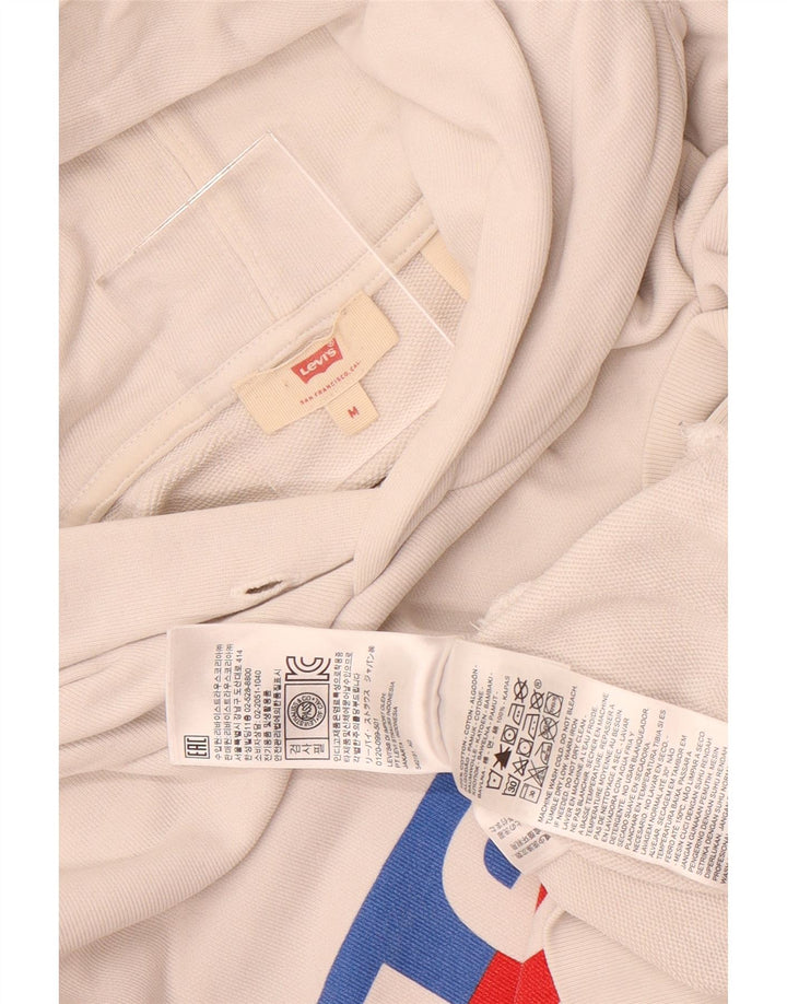 Levi's Womens Graphic Oversized Hoodie Jumper UK 14 Medium White Cotton