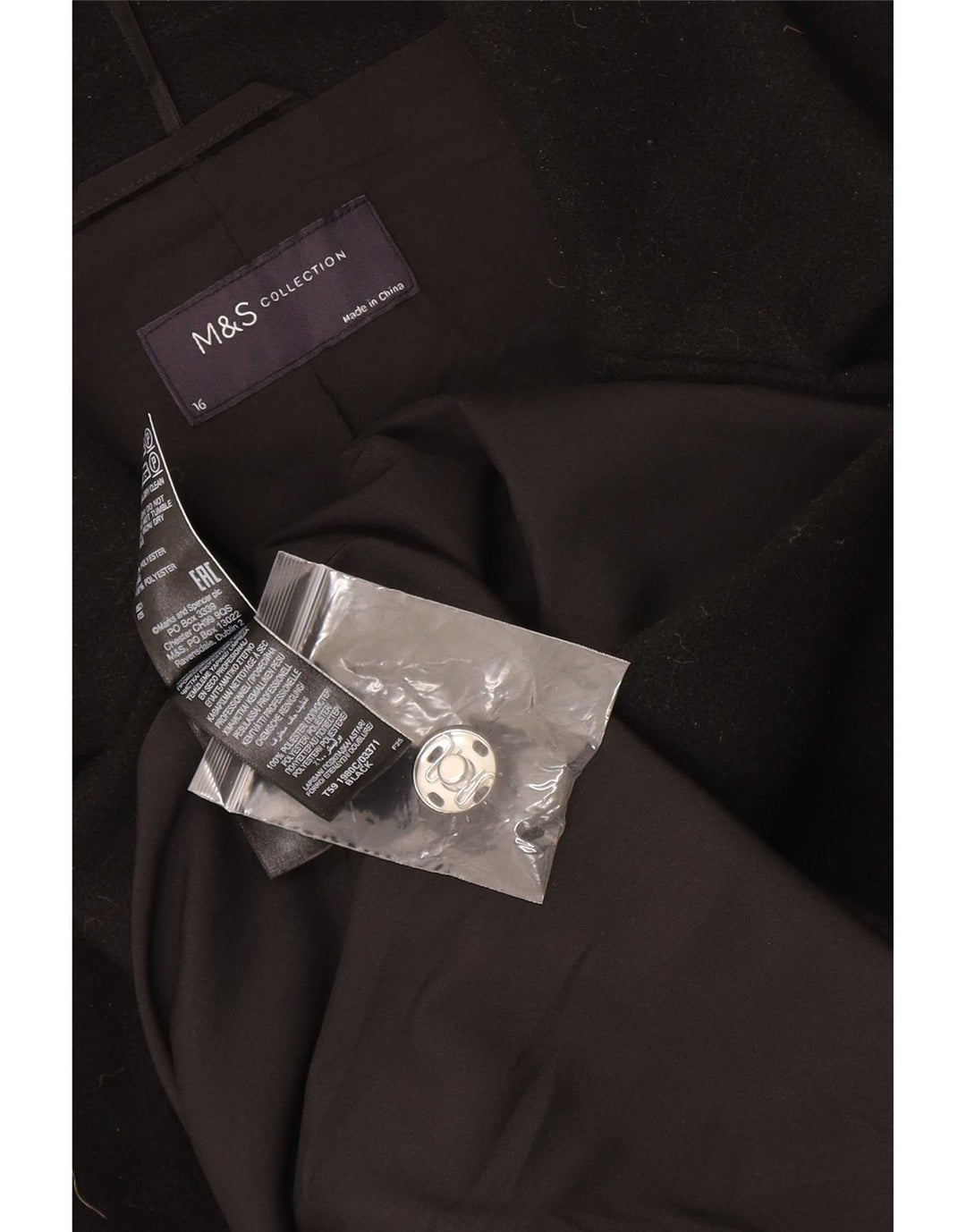 Sobretudo feminino Marks & Spencer UK 16 grande poliéster preto