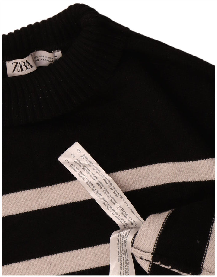 Maglione a collo alto oversize da donna Zara UK 10 piccolo a righe nere