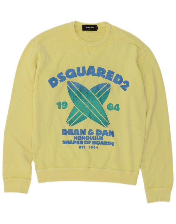 Dsquared2 Felpa grafica da uomo Maglione grande cotone giallo