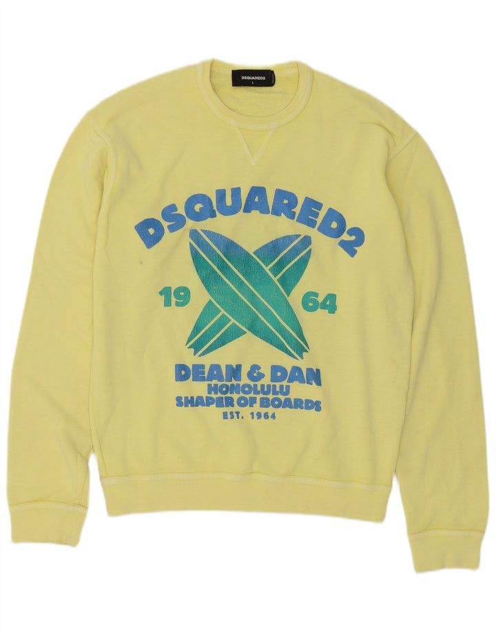 Dsquared2 Felpa grafica da uomo Maglione grande cotone giallo