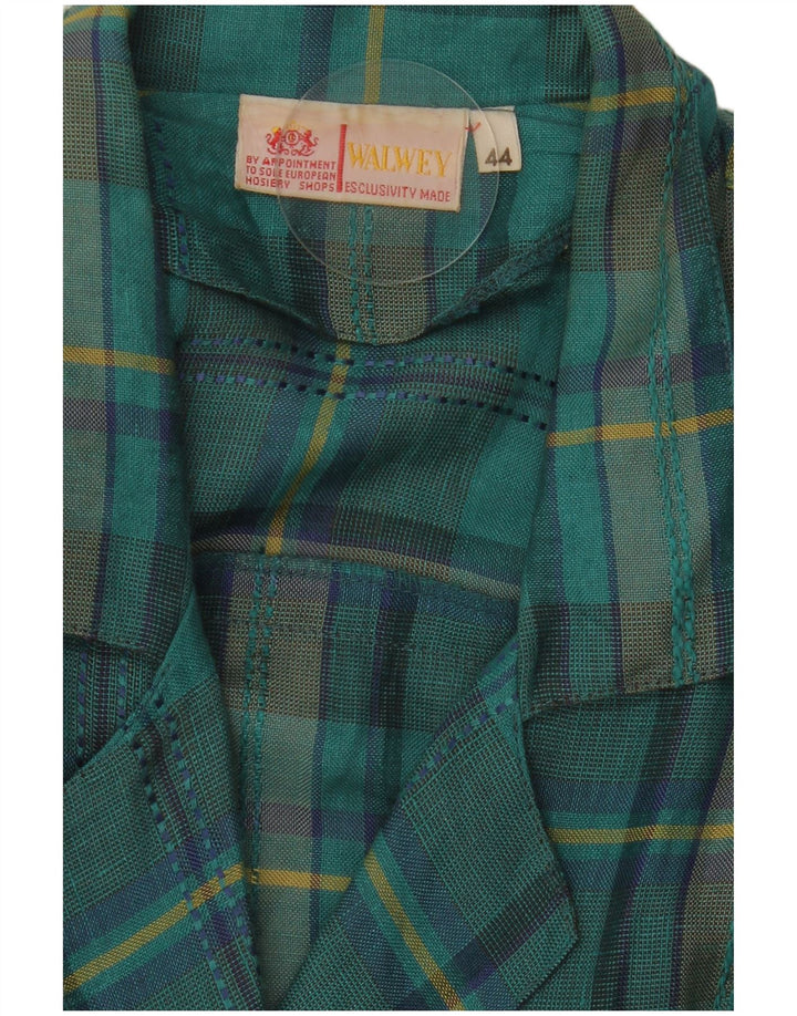 Vintage Womens 3 Button Blazer Jacket EU 44 XL Blue Check