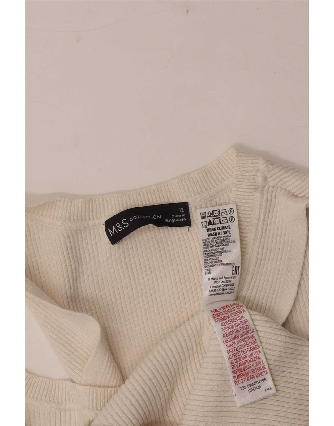 Marks & Spencer Womens Crop Vest Tank Top UK 12 Medium White Viscose