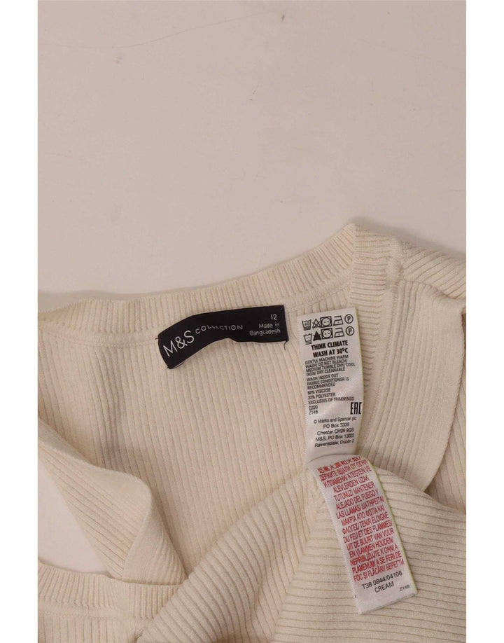 Marks & Spencer Womens Crop Vest Tank Top UK 12 Medium White Viscose