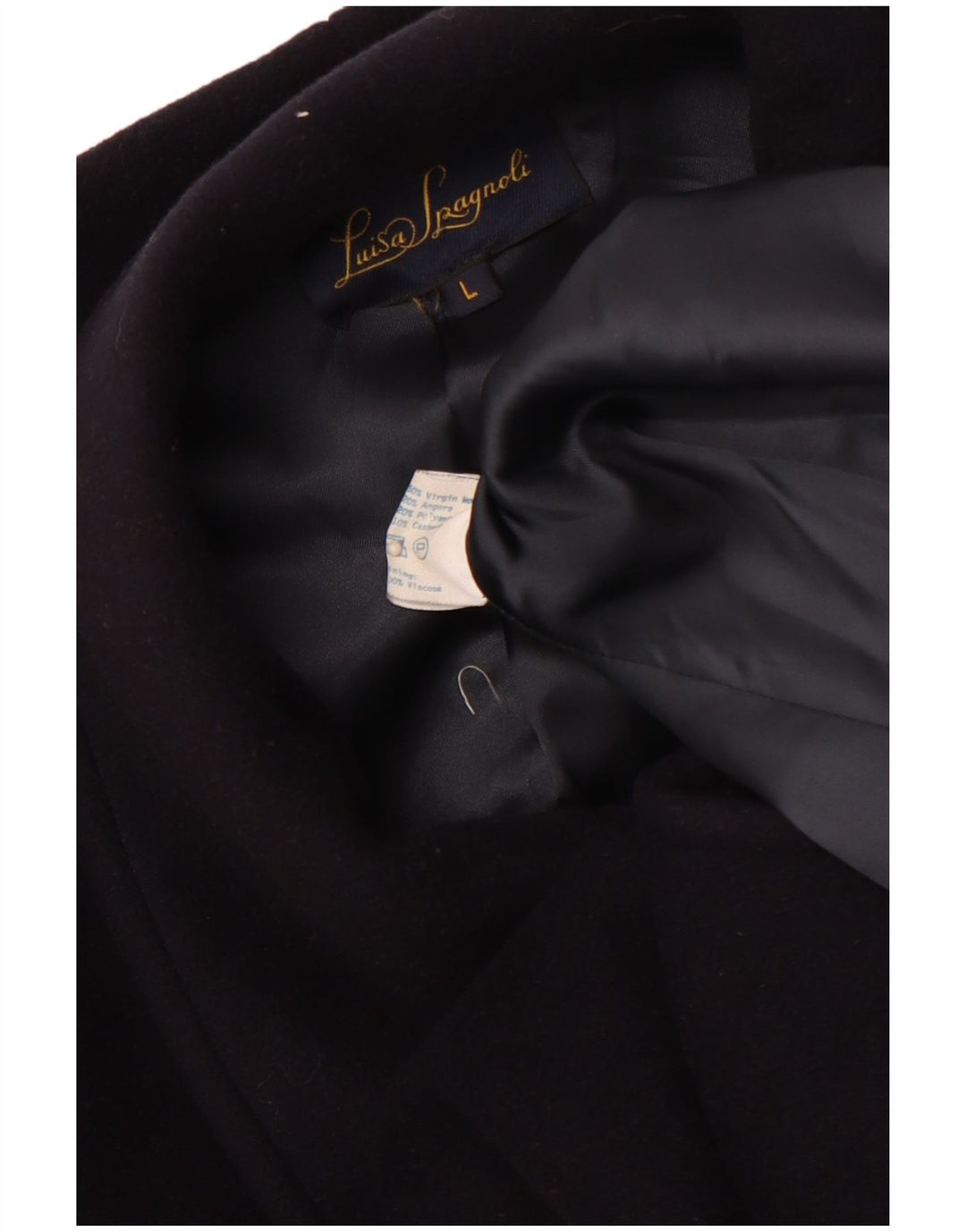 LUISA SPAGNOLI Soprabito oversize da donna UK 16 Large Blu Navy Lana vergine