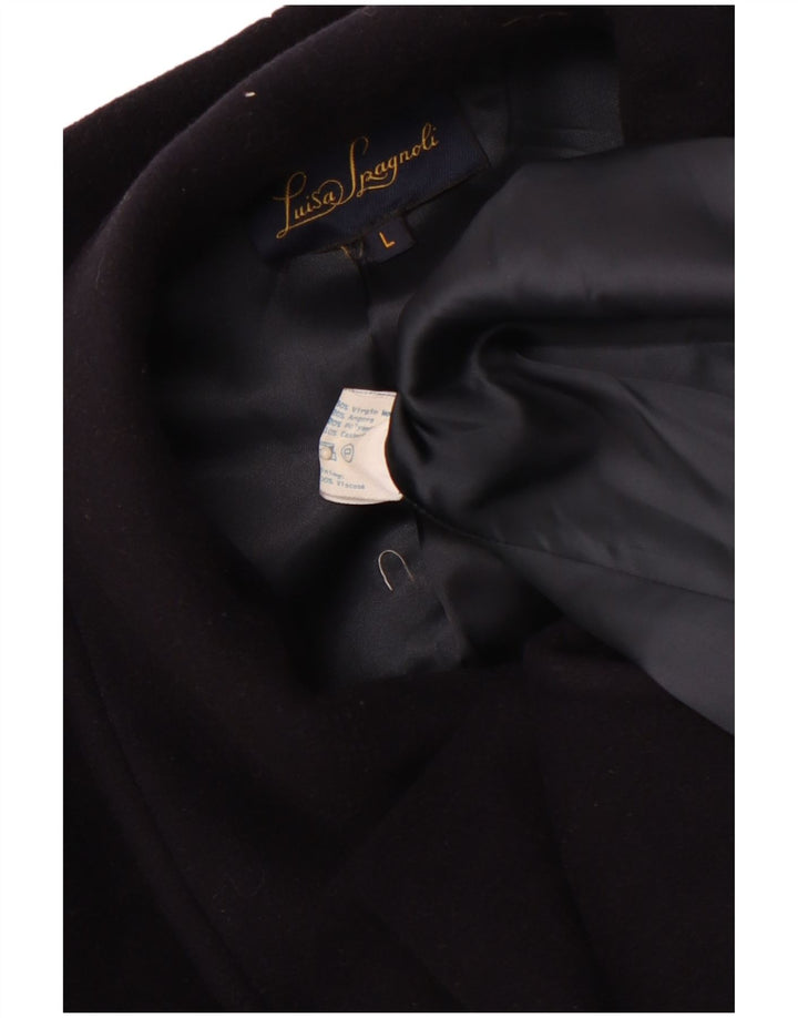LUISA SPAGNOLI Soprabito oversize da donna UK 16 Large Blu Navy Lana vergine