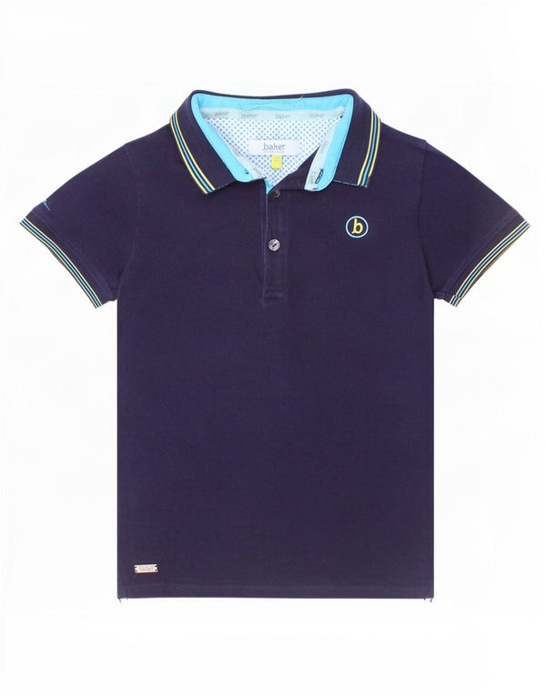 Ted Baker Boys Polo Shirt 6-7 Years Navy Blue Striped Cotton
