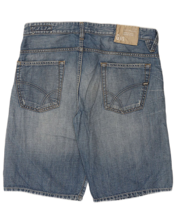 Gas Mens Denim Shorts W34 Large Blue Cotton