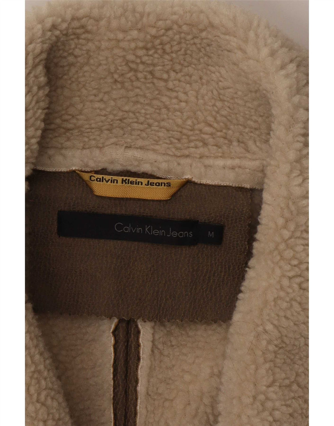 Jaqueta feminina Sherpa Calvin Klein Jeans Reino Unido 14 poliéster marrom médio
