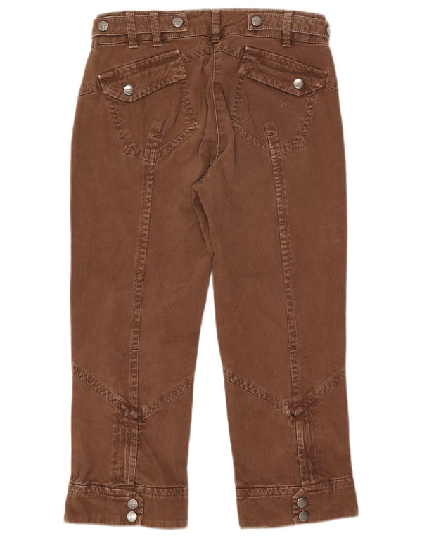 Pantaloni Capri Donna Trussardi IT 40 Small W28 L20 Marrone Cotone