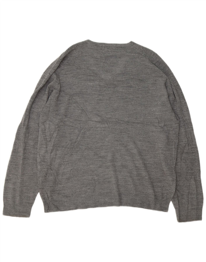 Marks & Spencer Herre Blue Harbor V-hals sweater XL Grå Flecked