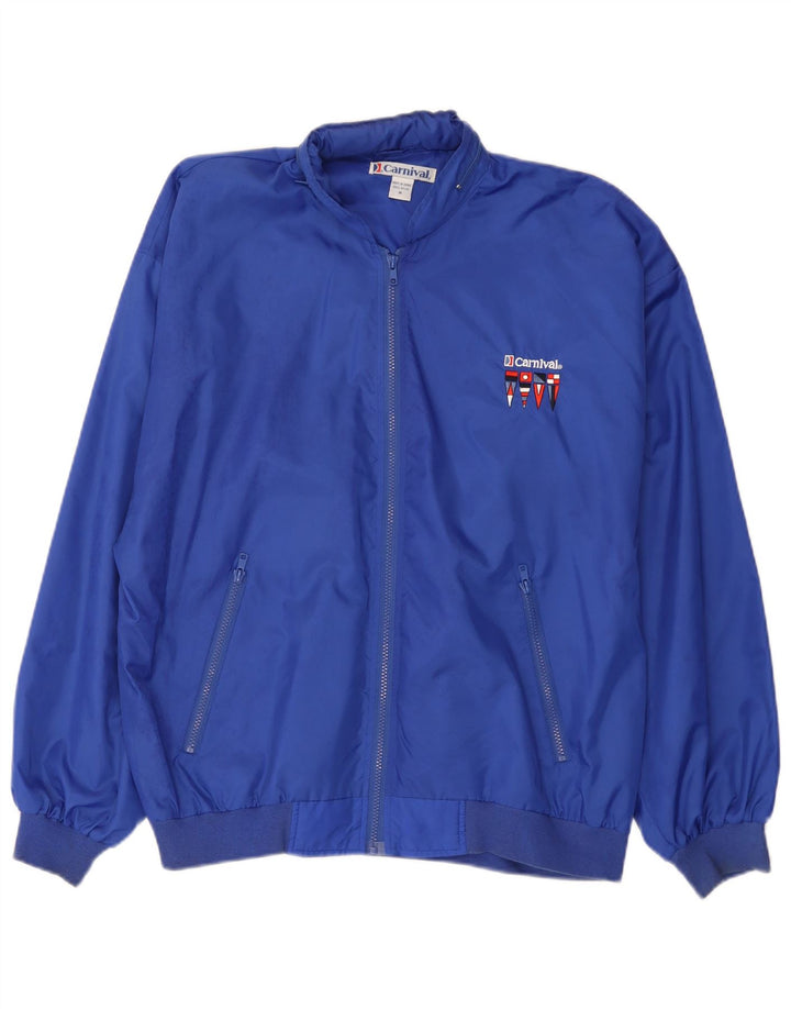 Vintage Herre Hooded Bomber Jacket UK 38 Medium Blue Nylon