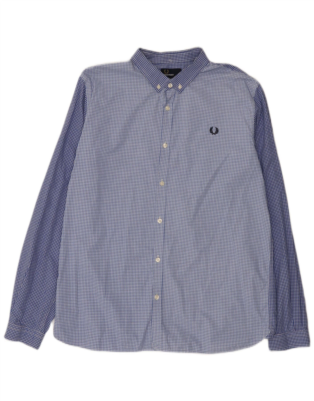 Fred Perry Mens Slim Fit Shirt XL Blue Gingham Cotton