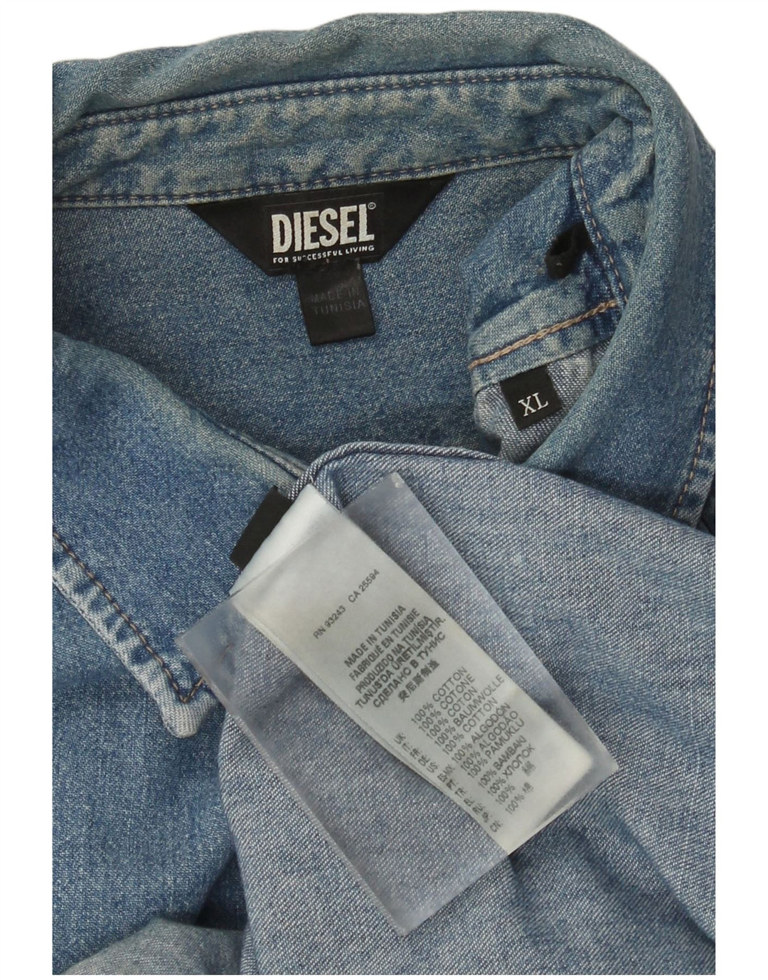 Diesel Mens Denim Shirt XL Blue Cotton