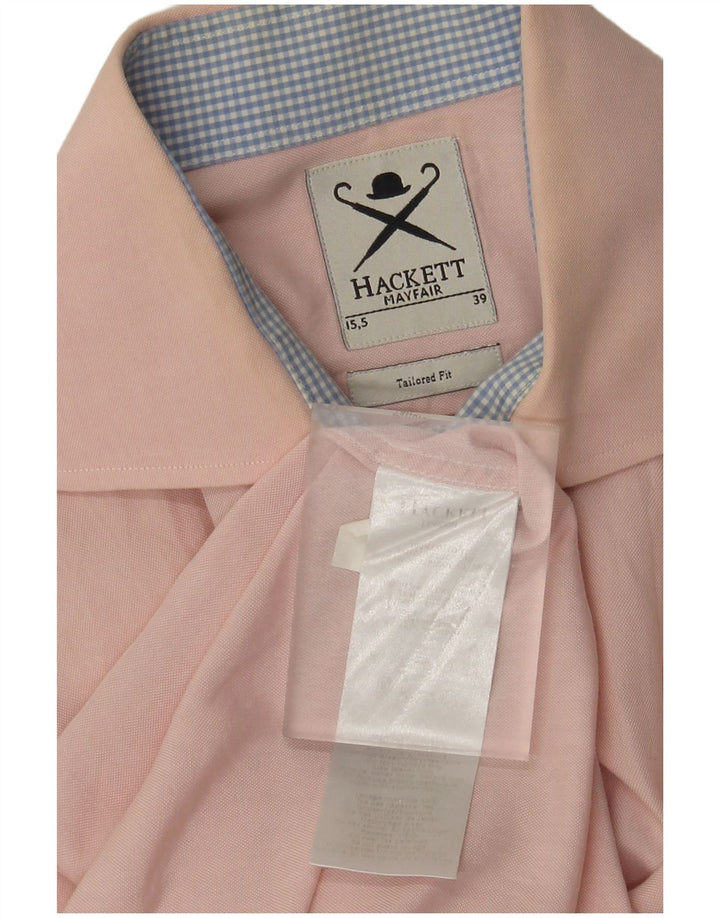 Hackett Mens Tailored Fit Formal Shirt Size 15 39 Medium Pink Cotton
