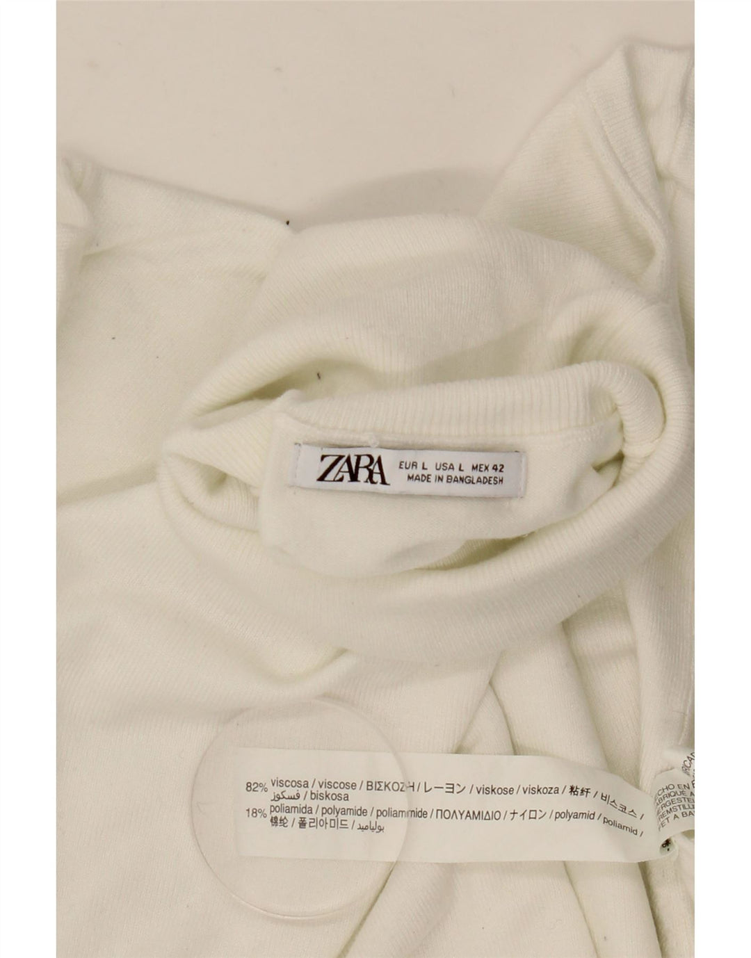 Zara Womens Roll Neck Jumper Sweater UK 16 Large White Viscose