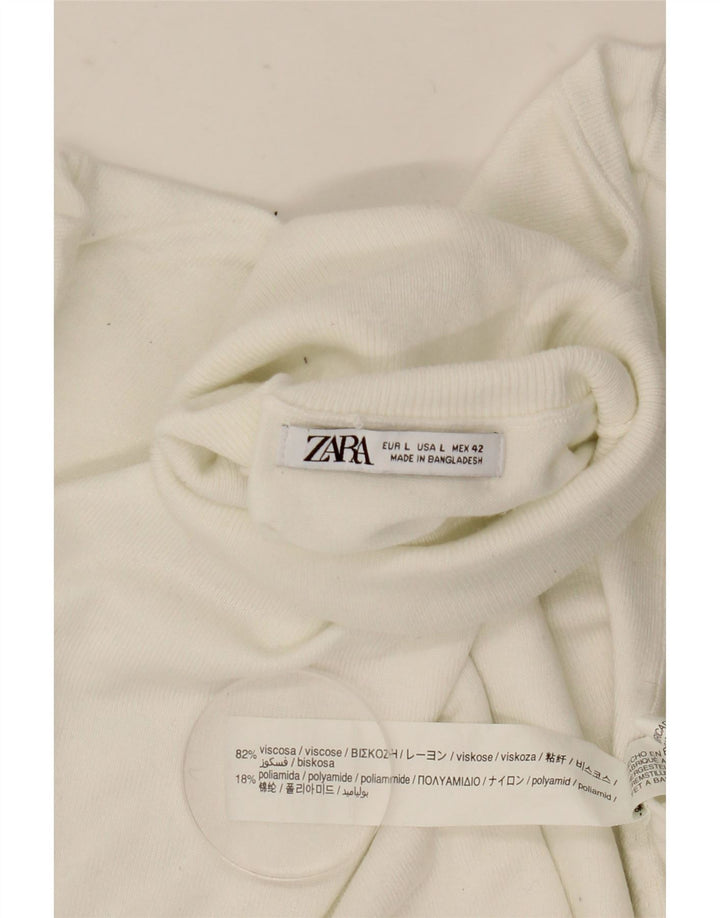 Zara Womens Roll Neck Jumper Sweater UK 16 Large White Viscose