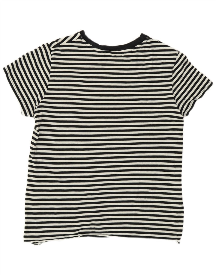 LEVI'S Womens T-Shirt Top UK 14 Medium Black Striped Cotton