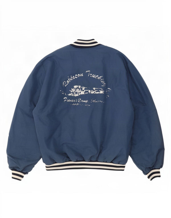 Vintage Mens Graphic Varsity Jacket UK 44 2XL Blue