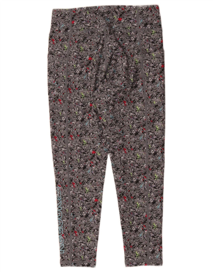 Reebok Girls Leggings 10-11 Years Large Grey Floral Polyester