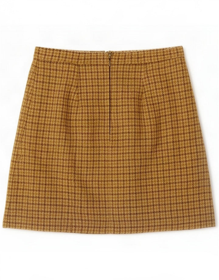 Minigonna vintage da donna piccola W26 marrone a quadri
