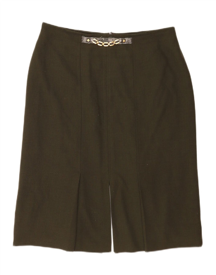 ARA Womens Straight Skirt UK 18 XL W34 Khaki Polyester