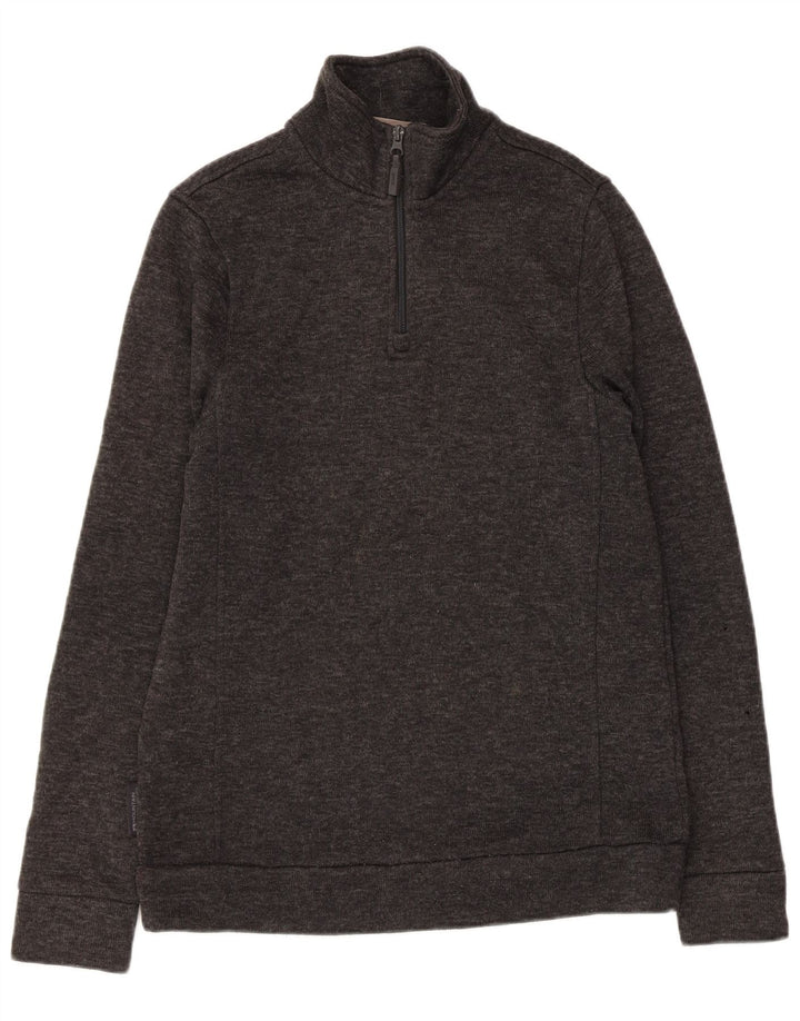 MOUNTAIN WAREHOUSE Mens Zip Neck Sweatshirt Jumper Medium Grey Flecked