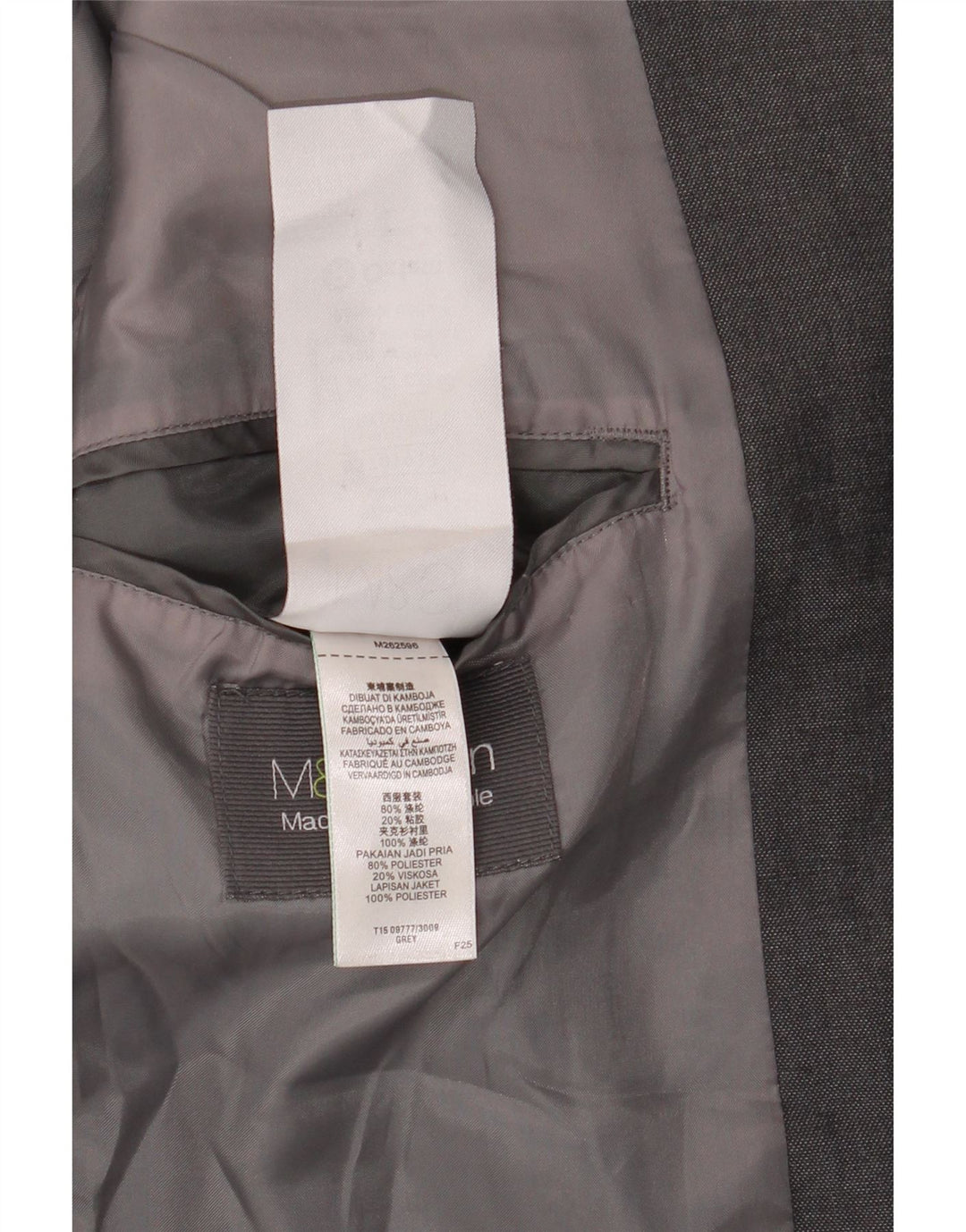 Marks & Spencer Mens 2 Button Blazer Jacket UK 38 Medium Grey Polyester