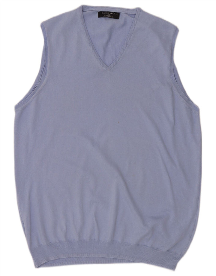 Zara Mens Vest Tank Top XL Blue