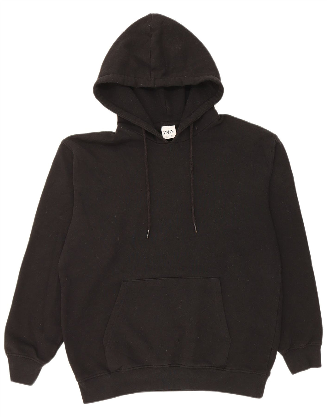 Zara Mens Hoodie Jumper Medium Black Cotton