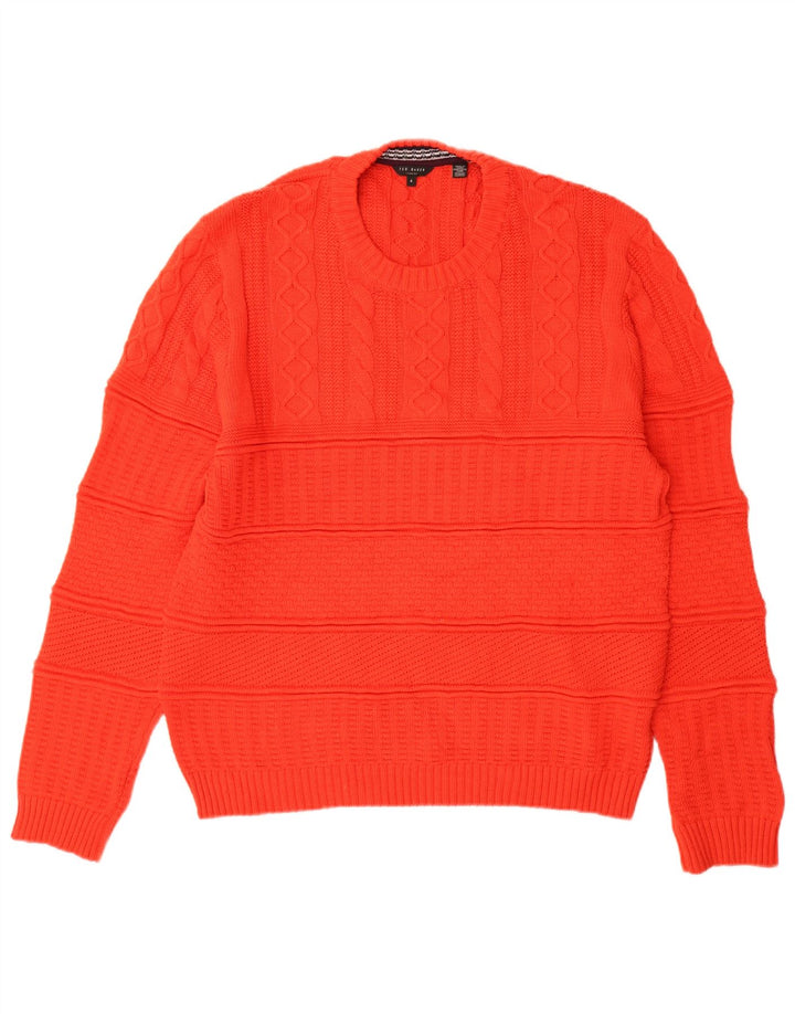 Ted Baker Herren-Pullover mit Rundhalsausschnitt, Größe 4, große rote Baumwolle