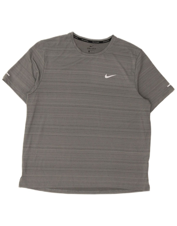 T-shirt Nike Dri Fit da uomo, grande, in poliestere gessato grigio