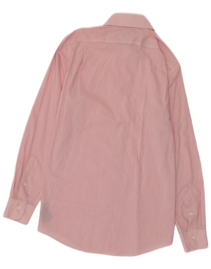 Ralph Lauren Mens Fitted Shirt Size 15 38 Medium Pink Check Cotton