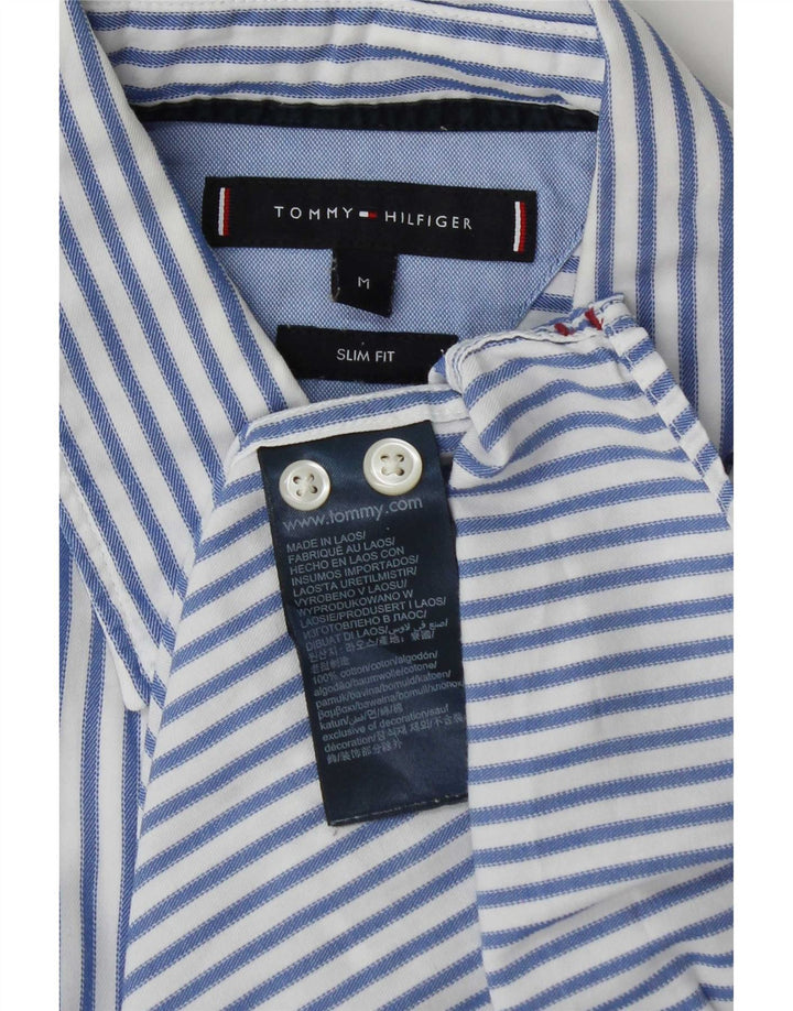 Camicia slim fit da uomo Tommy Hilfiger in cotone a righe blu medio