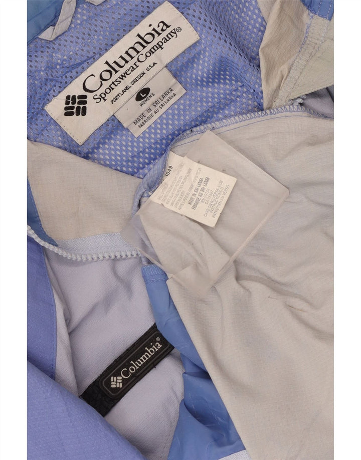 Columbia Womens Hooded Rain Jacket UK 16 Large Purple Colourblock Polyester