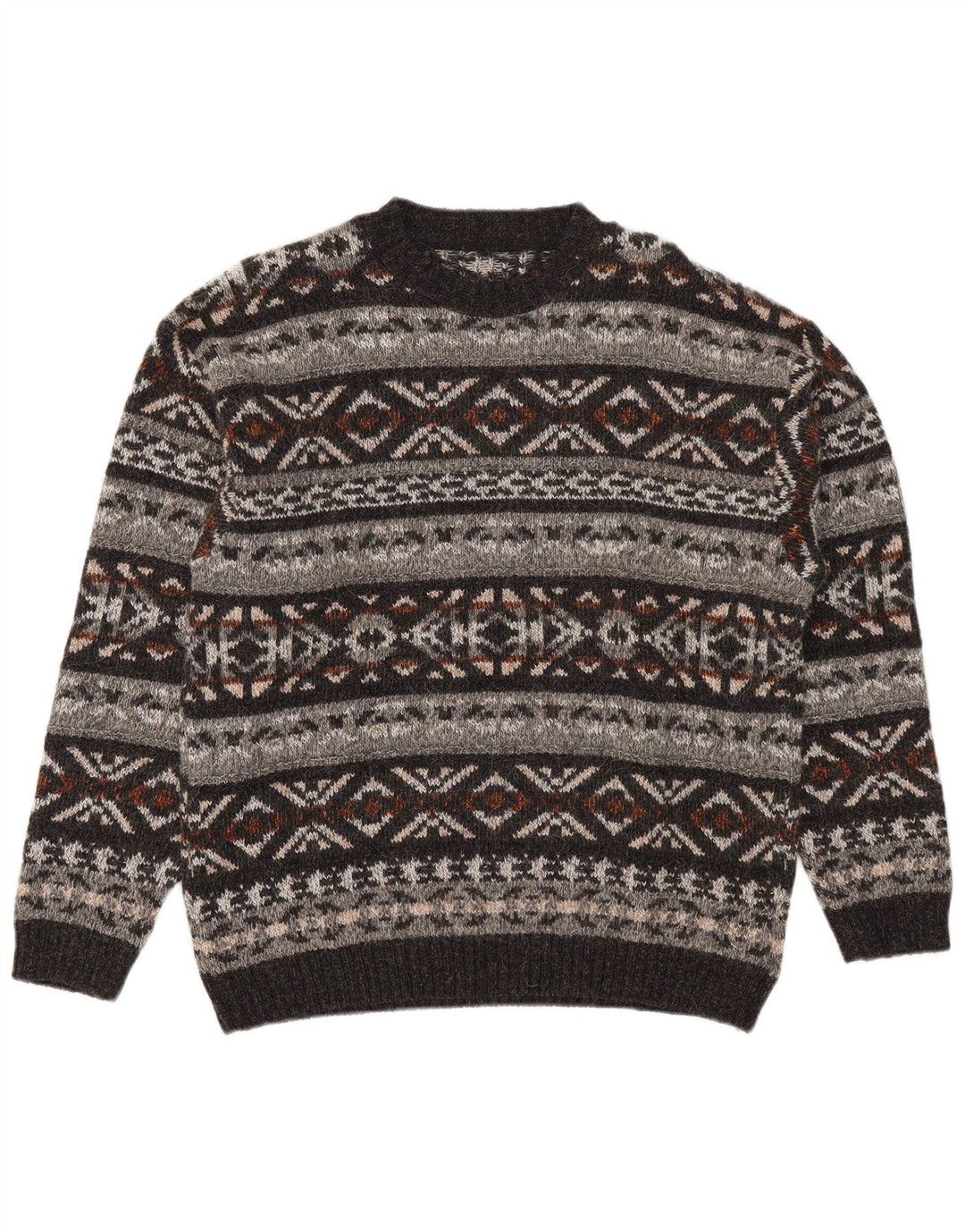 Vintage Mens Crew Neck Jumper Sweater Medium Multicoloured Fair Isle