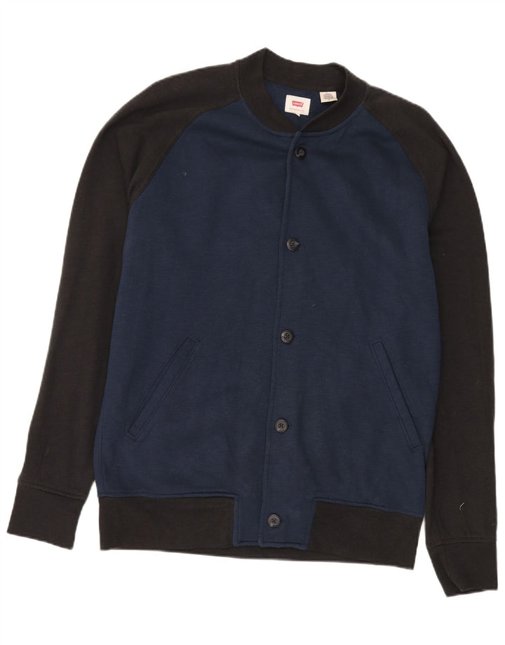 LEVI'S Herre Varsity Jacket UK 40 Large Navy Blue Colourblock Bomuld