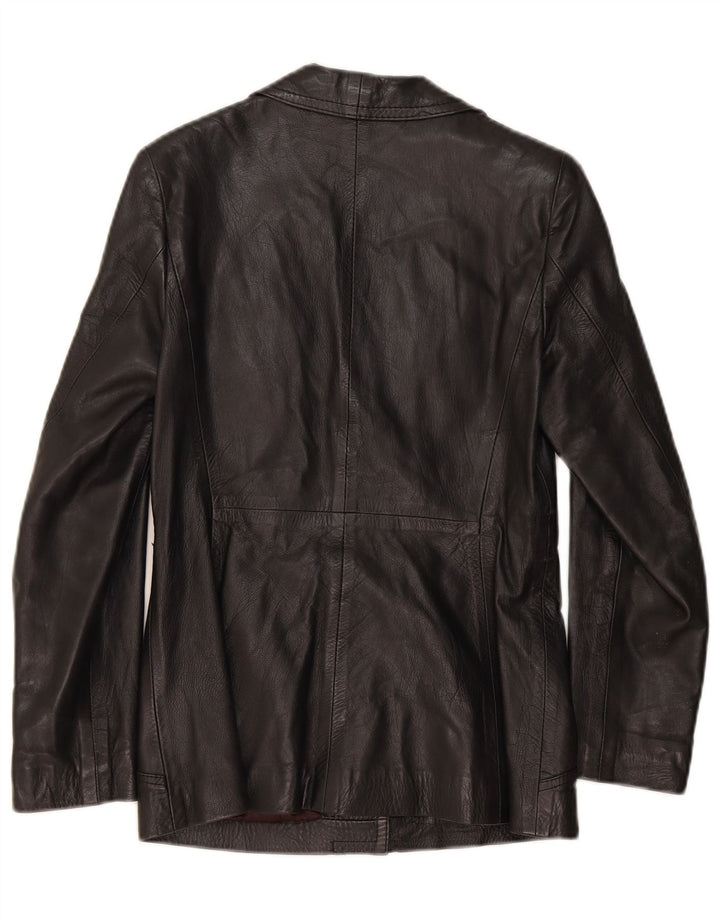 Vintage dame 2-knaps læder blazerjakke IT 44 medium sort læder