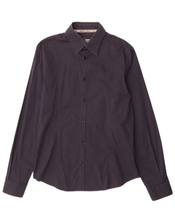 Camicia Armani Jeans Uomo Cotone Medio Blu Navy