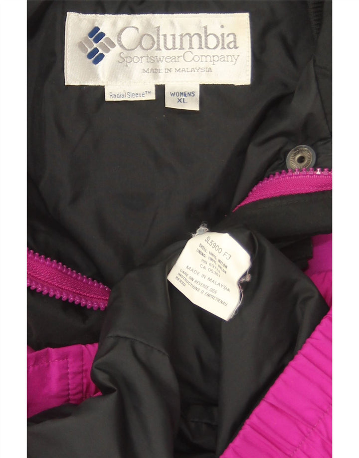 Columbia Womens Bugaboo Oversized Bomber Jacket UK 18 XL Purple Colourblock