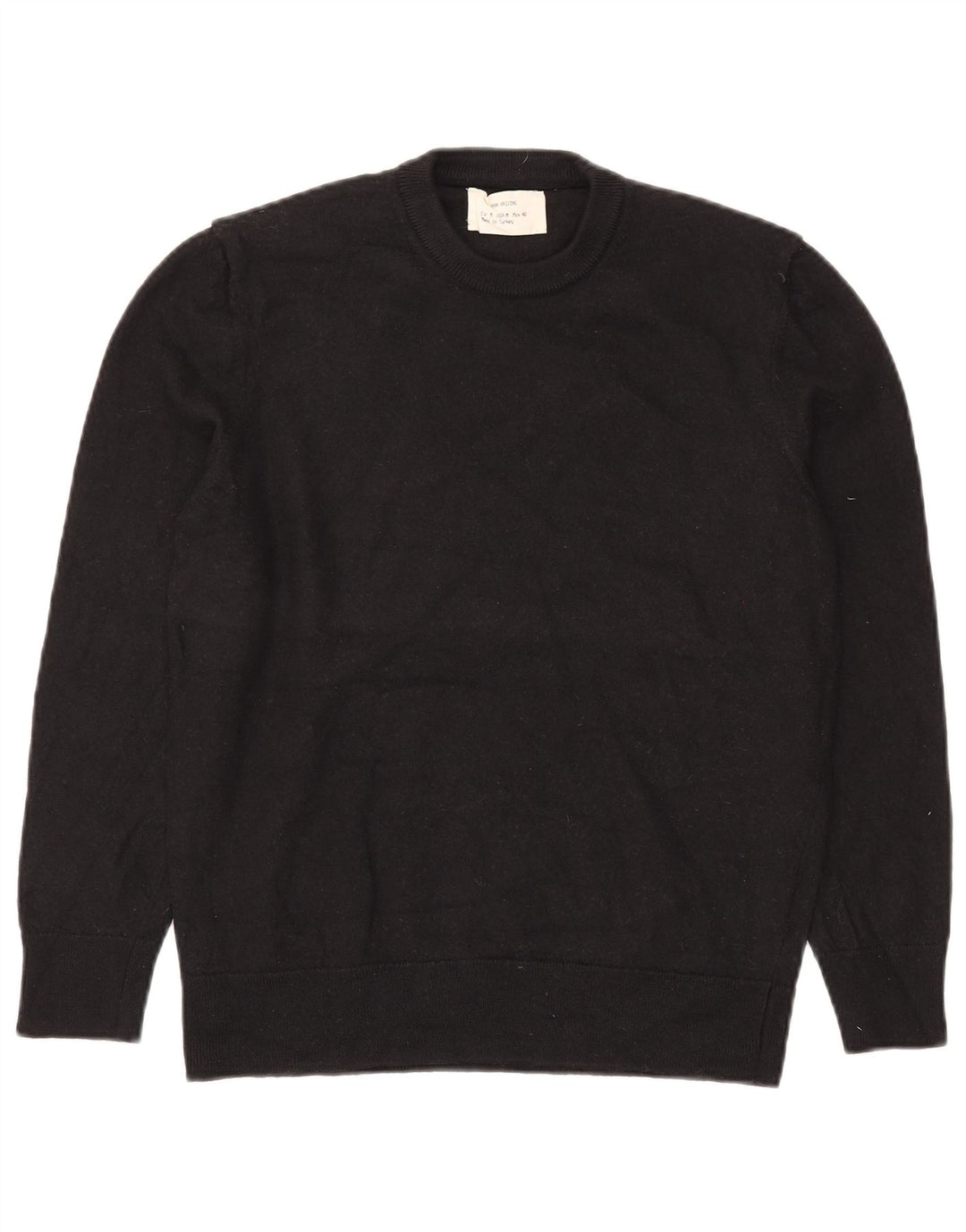 Zara Mens Crew Neck Jumper Sweater Medium Black Wool